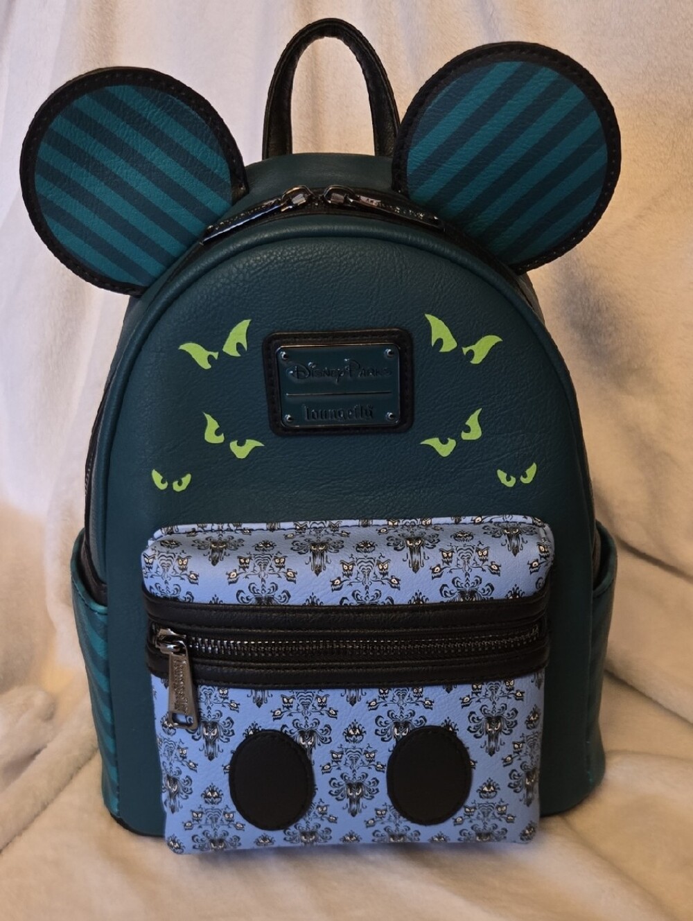 Disney Loungefly Teal & Light Blue Haunted Mansion Mini Backpack